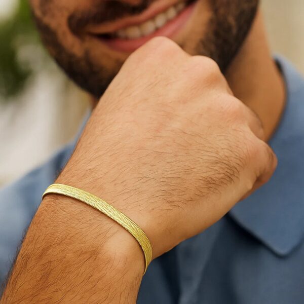 Imperial Herringbone Bracelet in 10k Yellow Gold  (3.80 mm) - Image 5
