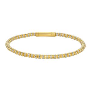 14K Two Tone Gold Diamond Cut Bead Chain Bracelet (3.30 mm)