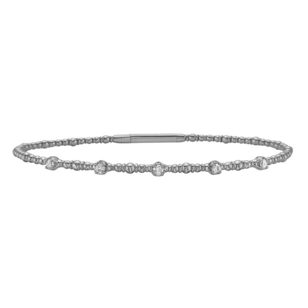 Classic 14K White Gold Beaded Bracelet - Image 2