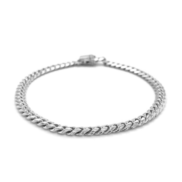 14k White Gold Classic Miami Cuban Solid Bracelet (5.00 mm) - Image 2