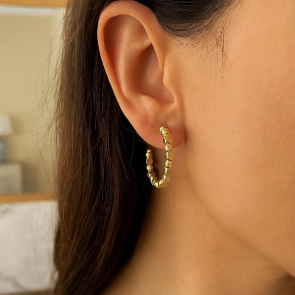 Pebble C Hoop Earrings in 14K Yellow Gold - Image 2