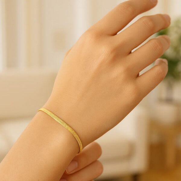 Imperial Herringbone Bracelet in 10k Yellow Gold  (2.80 mm) - Image 5