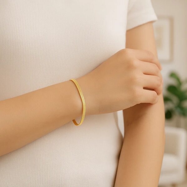 Imperial Herringbone Bracelet in 10k Yellow Gold  (2.80 mm) - Image 6