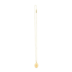 14k Yellow Gold Oval Etched Locket Necklace