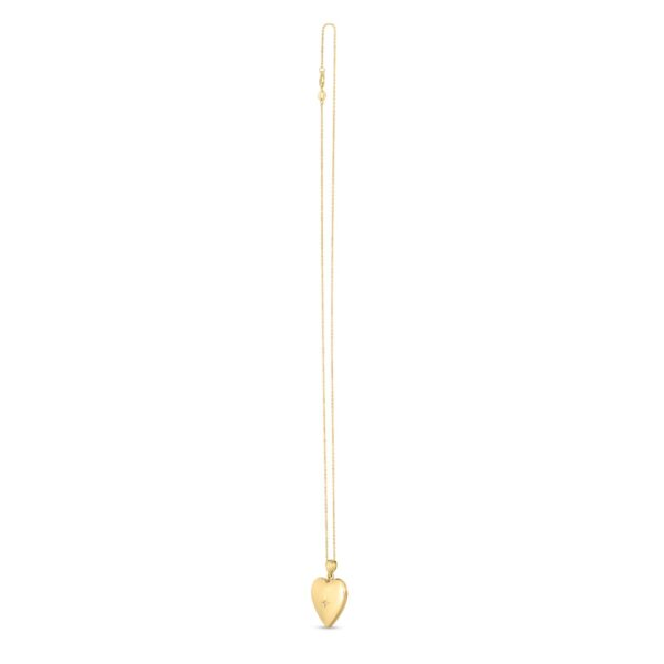 14k Yellow Gold Diamond Heart Locket Necklace - Image 3