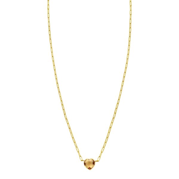 14K Yellow Gold Citrine Heart Necklace (1.50 mm)
