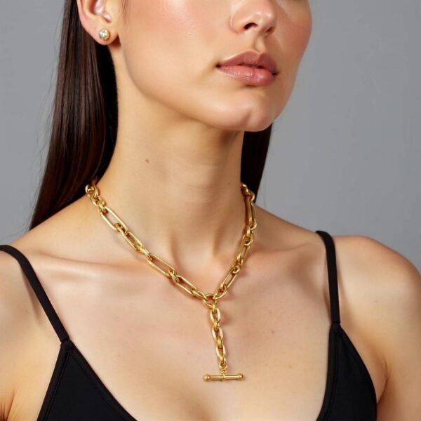 Toggle Necklace with Alternating Chain in 14K Yellow Gold - Image 4