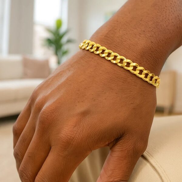 10k Yellow Gold Semi Solid Miami Cuban Bracelet (6.60 mm) - Image 4