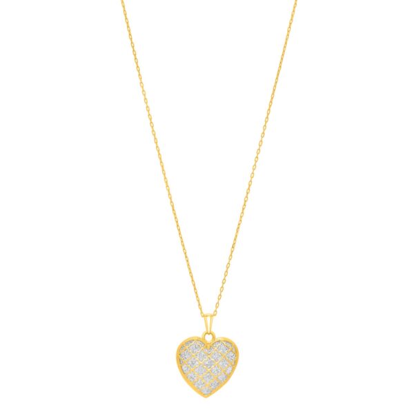 Checkered Heart Necklace in 14K Yellow Gold