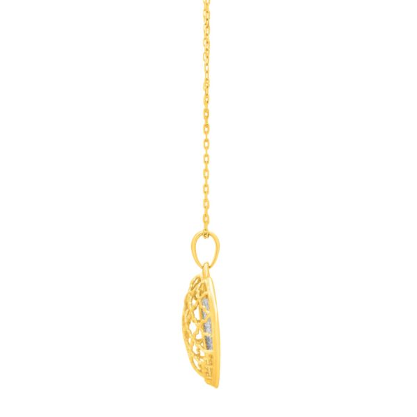 Checkered Heart Necklace in 14K Yellow Gold - Image 3
