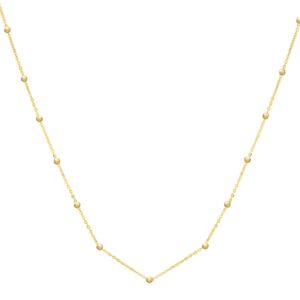 Textured Saturn Bead Necklace in 14K Yellow Gold