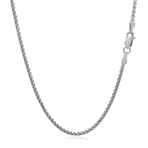 14k White Gold Solid Round Box Chain (1.60 mm) - Image 3