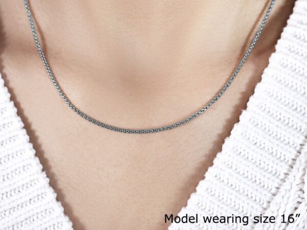 14k White Gold Solid Round Box Chain (1.60 mm) - Image 4