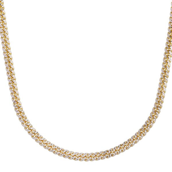 Classic Miami Cuban White Pave Solid Chain in 14k Yellow Gold (5.00 mm) - Image 2