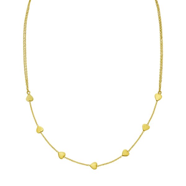 14K Yellow Gold Adjustable Heart Link Necklace