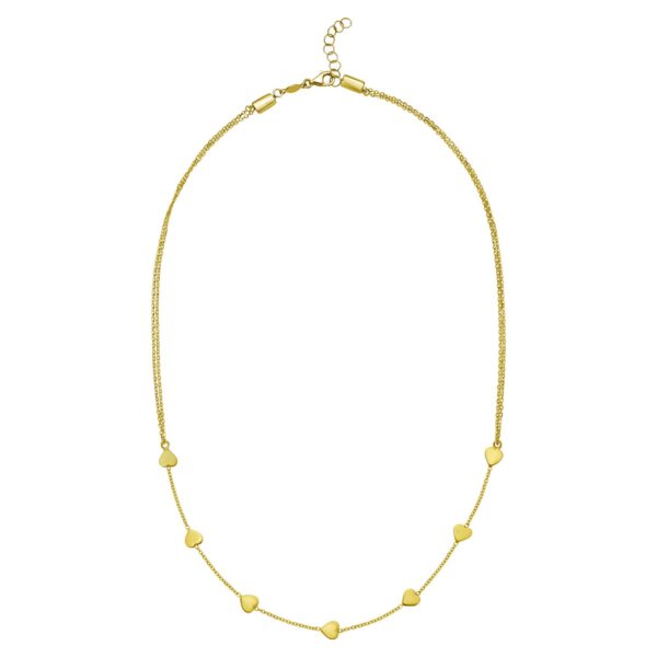 14K Yellow Gold Adjustable Heart Link Necklace - Image 2