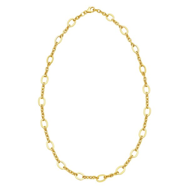 14K Yellow Gold Five and One Oval Link Chain Necklace - Image 2