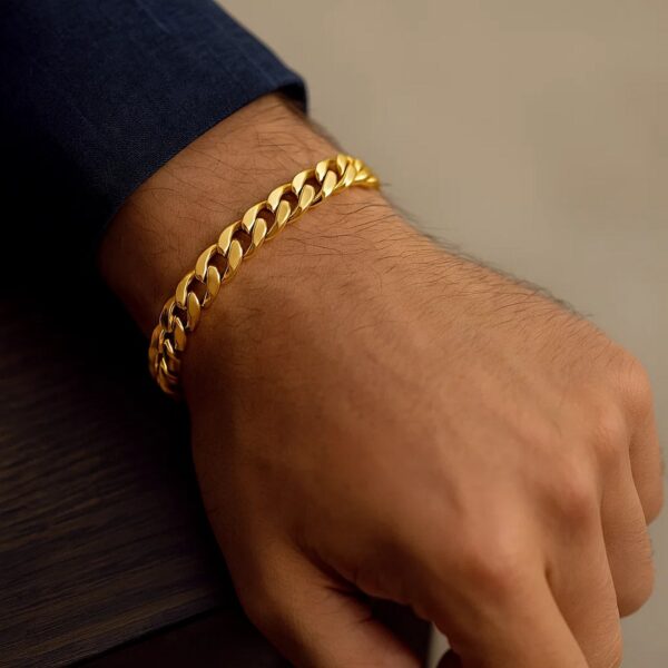 10k Yellow Gold Semi Solid Miami Cuban Bracelet (10.70 mm) - Image 5
