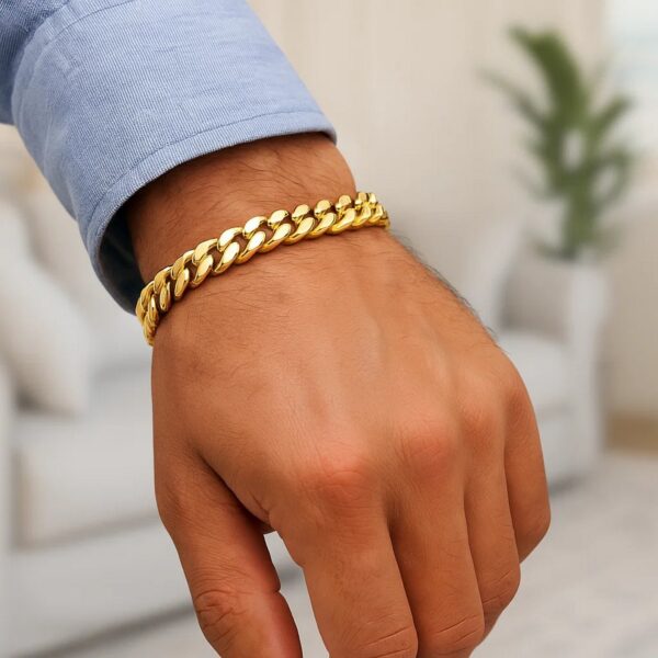 10k Yellow Gold Semi Solid Miami Cuban Bracelet (10.70 mm) - Image 6