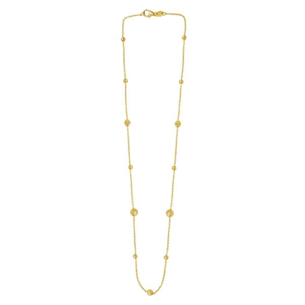 Alternating Bead Chain Necklace in 14K Yellow Gold - Image 3
