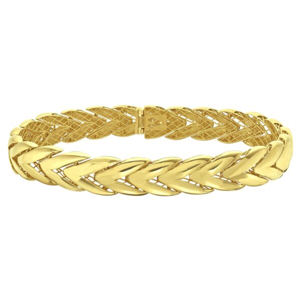 14K Yellow Gold Chevron Link Bangle (10.00 mm) - Image 2