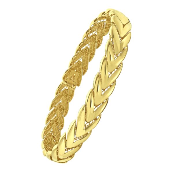 14K Yellow Gold Chevron Link Bangle (10.00 mm) - Image 3