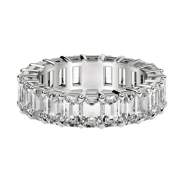 Emerald Cut Lab Grown Diamond Eternity Ring in 14k White Gold (4 cttw FG/VS2) - Image 2