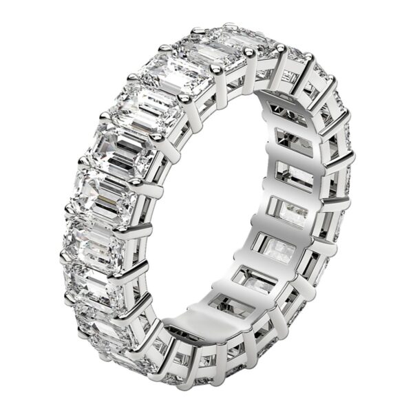 Emerald Cut Lab Grown Diamond Eternity Ring in 14k White Gold (4 cttw FG/VS2) - Image 4