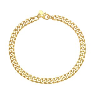 14K Yellow Gold Petite Faceted Cuban Link Chain Bracelet (4.50 mm)
