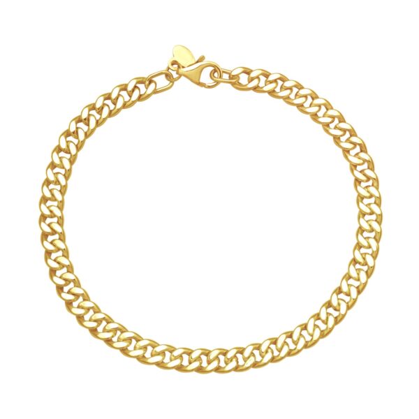 14K Yellow Gold Petite Faceted Cuban Link Chain Bracelet (4.50 mm)