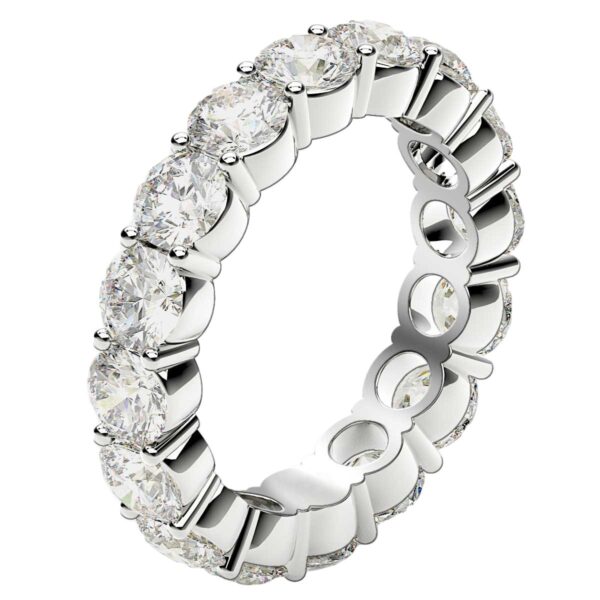 Round Cut Lab Grown Diamond Eternity Ring in 14k White Gold (4 cttw FG/VS2) - Image 4