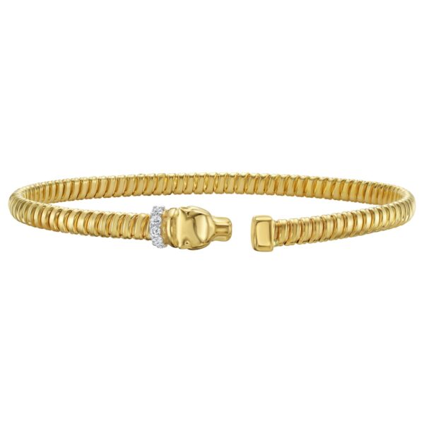 14K Yellow Gold Tubogas Panther Cuff with Diamonds (3.90 mm) - Image 2