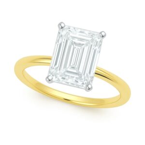 3 Carat Radiant Lab Grown IGI G/VS1 Diamond Solitaire Ring in 10K Yellow Gold