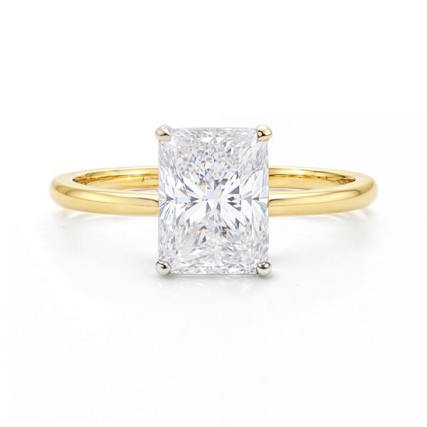 3 Carat Radiant Lab Grown IGI G/VS1 Diamond Solitaire Ring in 10K Yellow Gold - Image 4