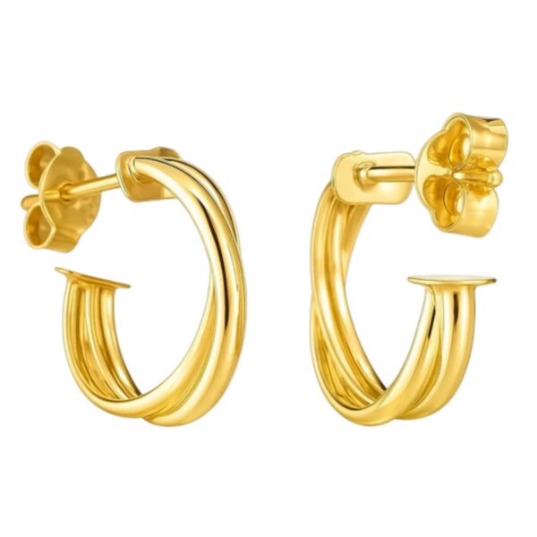 14k Yellow Gold Crossover Hoops - Image 2