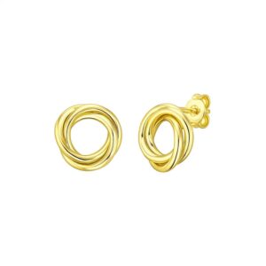 14K Yellow Gold Interlocking Trinity Stud Earrings (11.30 mm)
