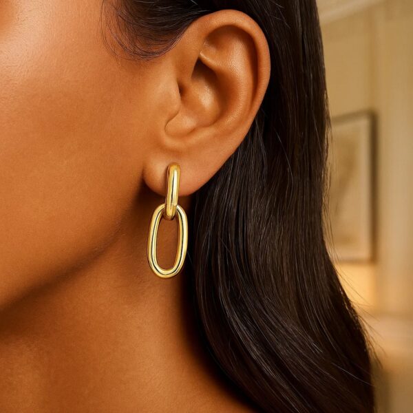 Link Drop Earrings in 14K Yellow Gold - Image 4