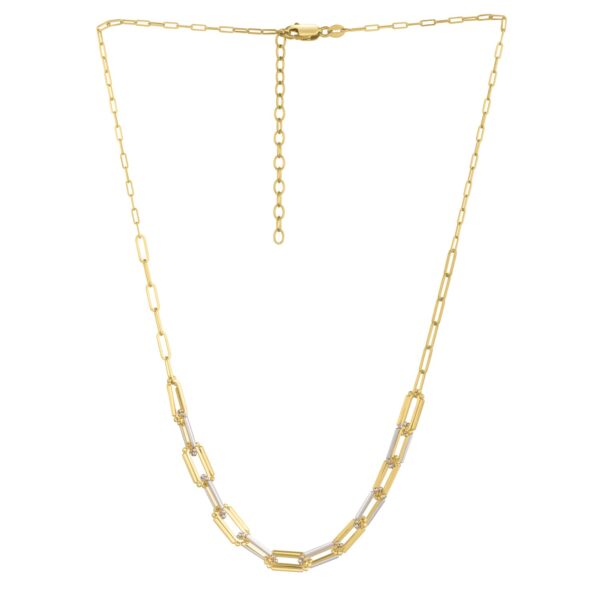 Two Tone Pallina Paperclip Necklace in 14K Gold - Image 3