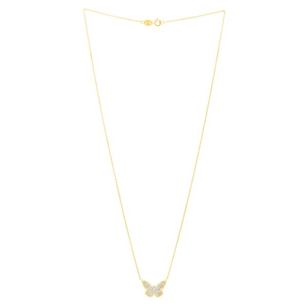 Checkered Butterfly Necklace in 14K Yellow Gold - Image 2