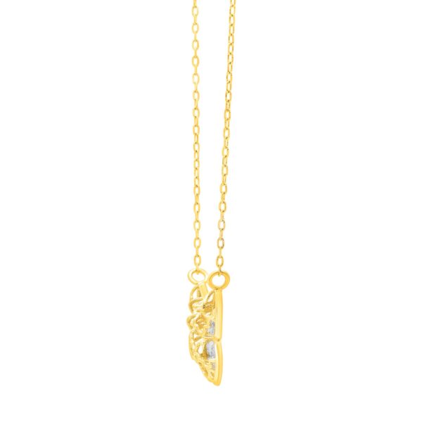 Checkered Butterfly Necklace in 14K Yellow Gold - Image 3