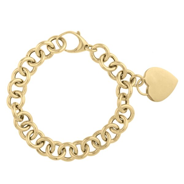 Heart Tag with Rolo Link Bracelet in 14K Yellow Gold (11.40 mm) - Image 2