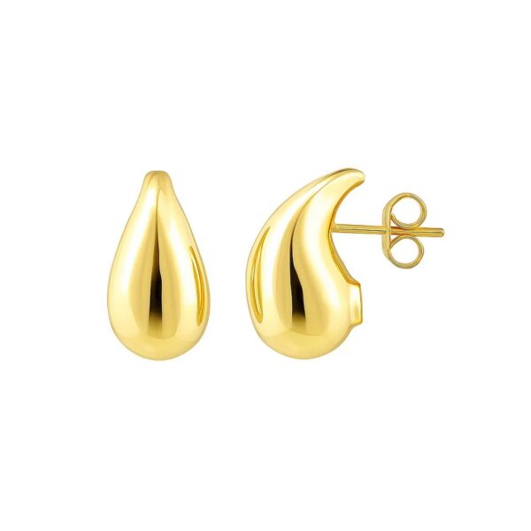 Small Raindrop Stud Earrings in 14K Yellow Gold - Image 2