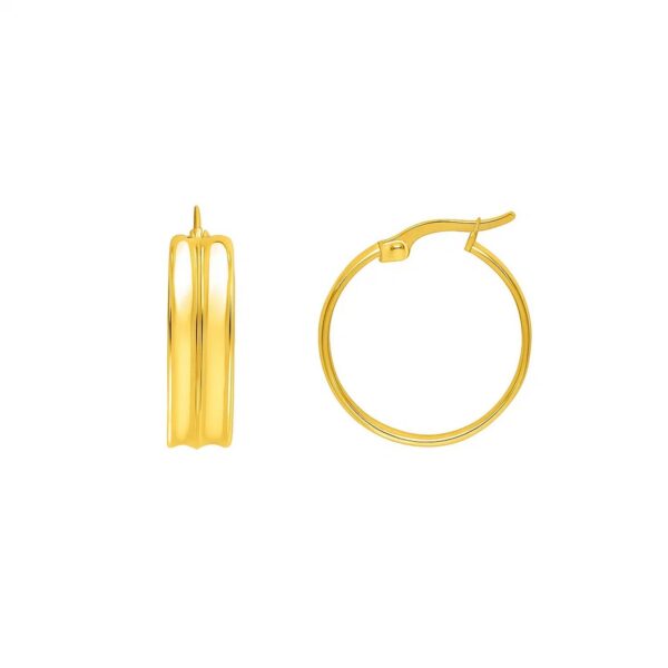 Large Concave Hoop Earrings in 14K Yellow Gold - Image 2
