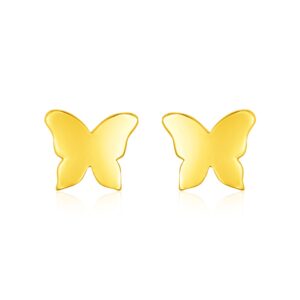 14k Yellow Gold Polished Butterfly Post Earrings