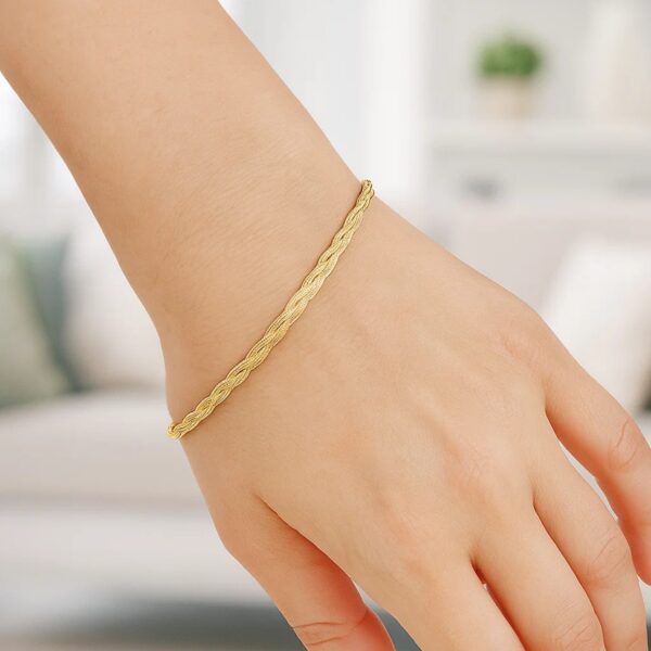 14k Yellow Gold Braided Herringbone Bracelet (3.20 mm) - Image 3