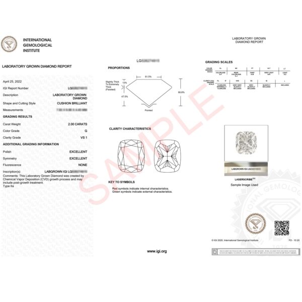 2 Carat Cushion Lab Grown IGI G/VS1 Diamond Solitaire Ring in 10K Yellow Gold - Image 2