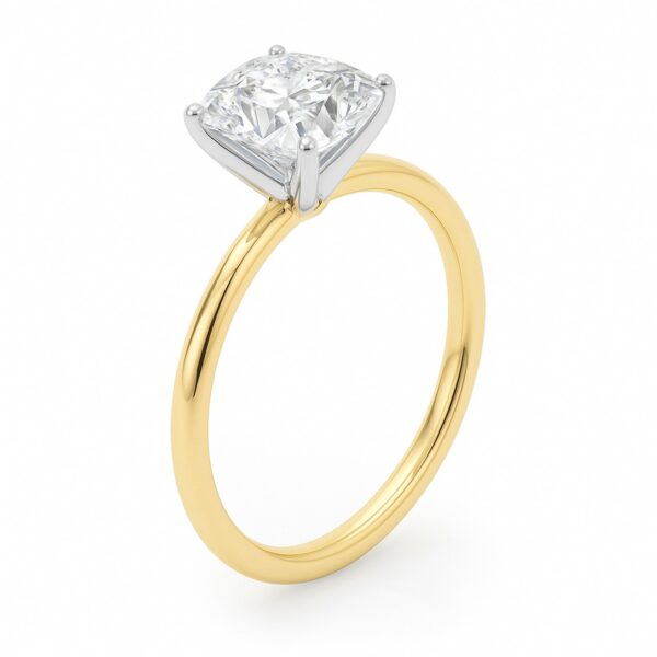 2 Carat Cushion Lab Grown IGI G/VS1 Diamond Solitaire Ring in 10K Yellow Gold - Image 3