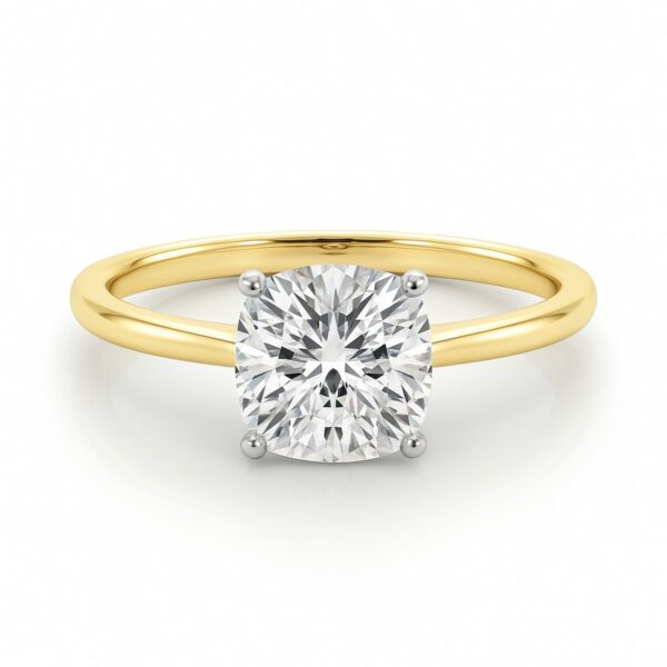 2 Carat Cushion Lab Grown IGI G/VS1 Diamond Solitaire Ring in 10K Yellow Gold - Image 4