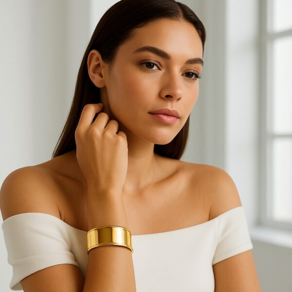 Designer Classic Cuff Bangle in 14K Yellow Gold (20.40 mm) - Image 3