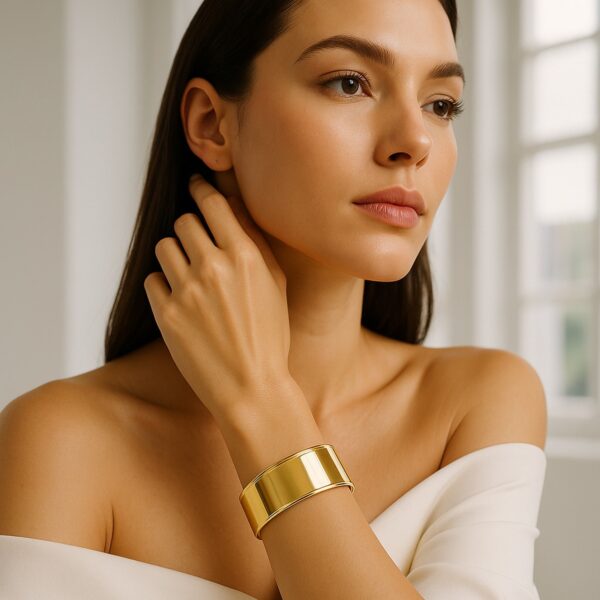 Designer Classic Cuff Bangle in 14K Yellow Gold (20.40 mm) - Image 4